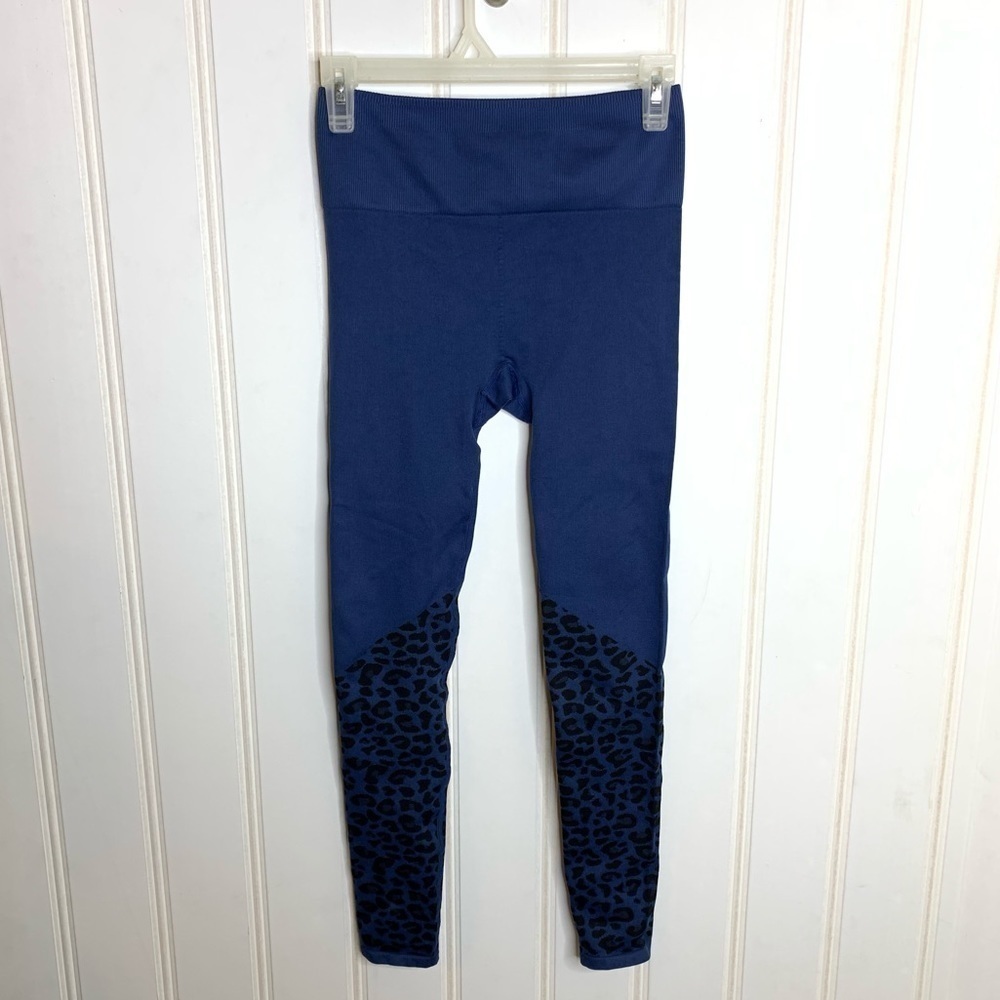 Fabletics Seamless Leopard Print Blue Leggings 66 - image 6